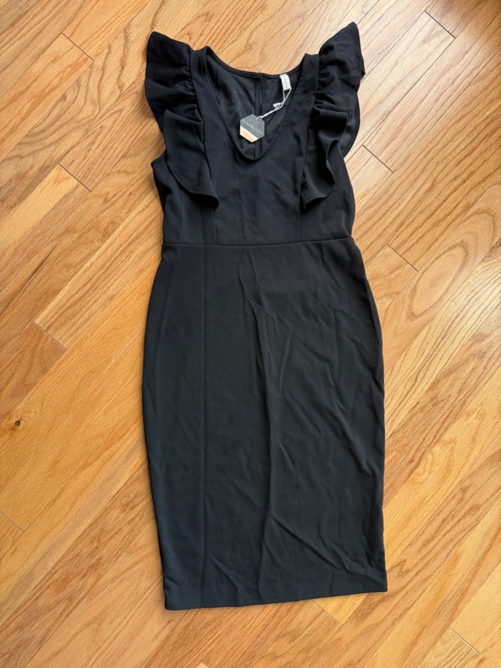 NWT- Pinkblush little black dress Ruffle Sleeve Midi Maternity Dress